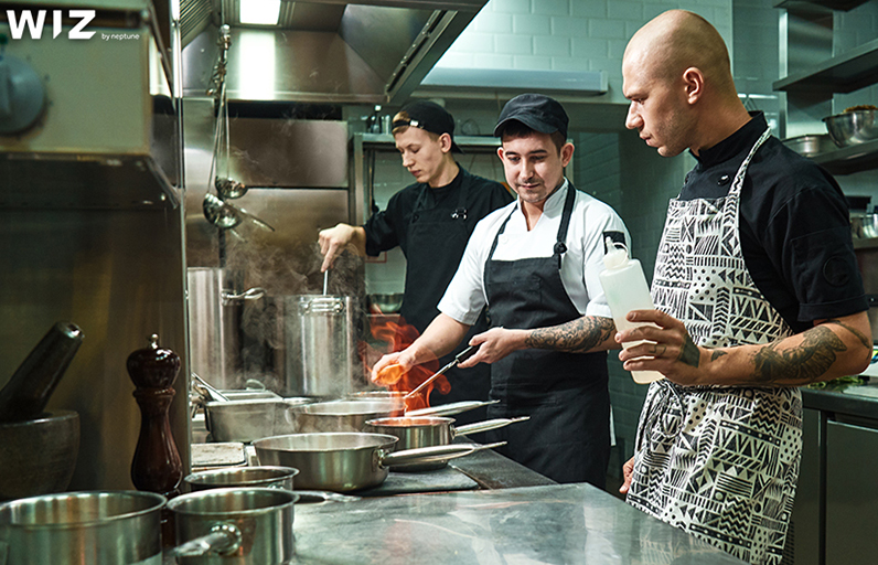 cooking staff wearing custom workwear